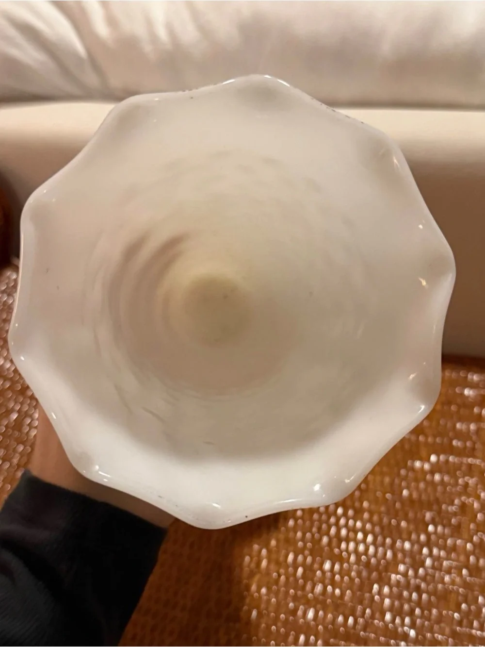 Vintage Fenton Milk Glass Hobnail Vase – Scalloped Rim